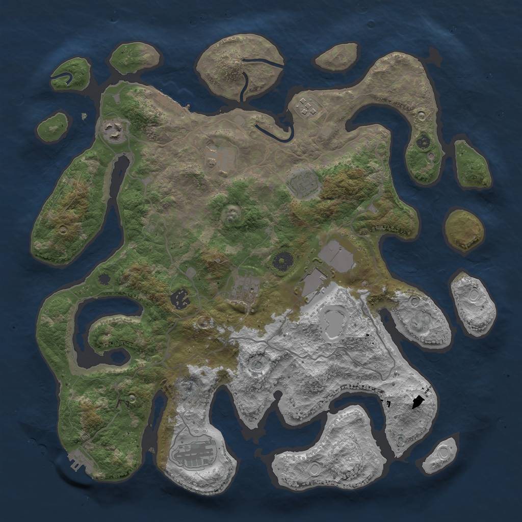 Rust Map: Procedural Map, Size: 4000, Seed: 1402975852, 19 Monuments