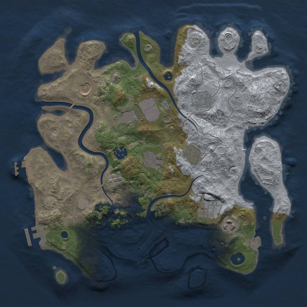 Rust Map: Procedural Map, Size: 3500, Seed: 887178, 15 Monuments