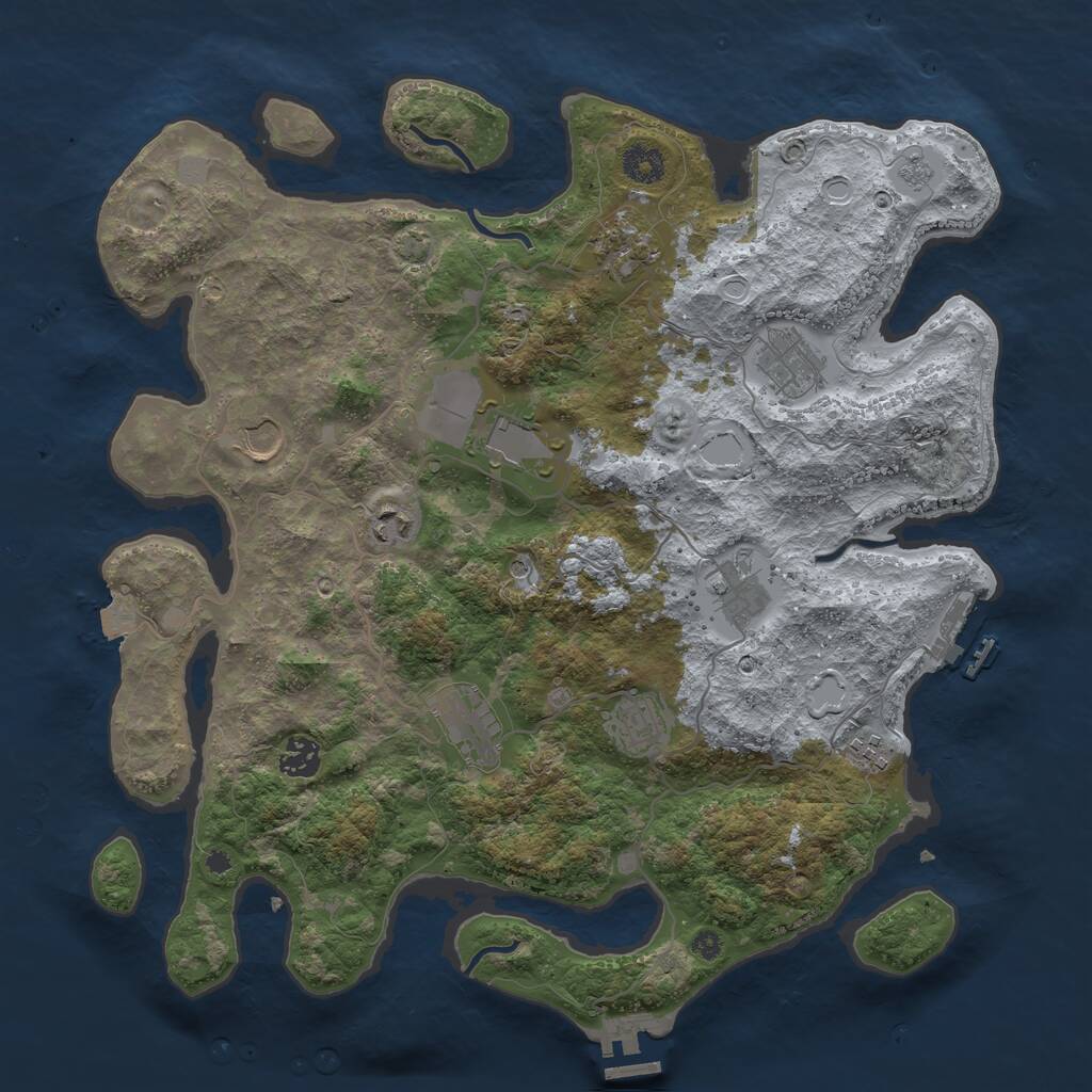 Rust Map: Procedural Map, Size: 3900, Seed: 70280989, 16 Monuments