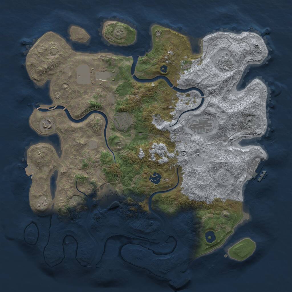 Rust Map: Procedural Map, Size: 3900, Seed: 70280989, 14 Monuments