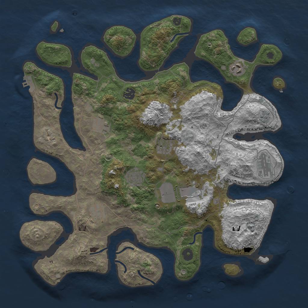 Rust Map: Procedural Map, Size: 4000, Seed: 101490803, 13 Monuments