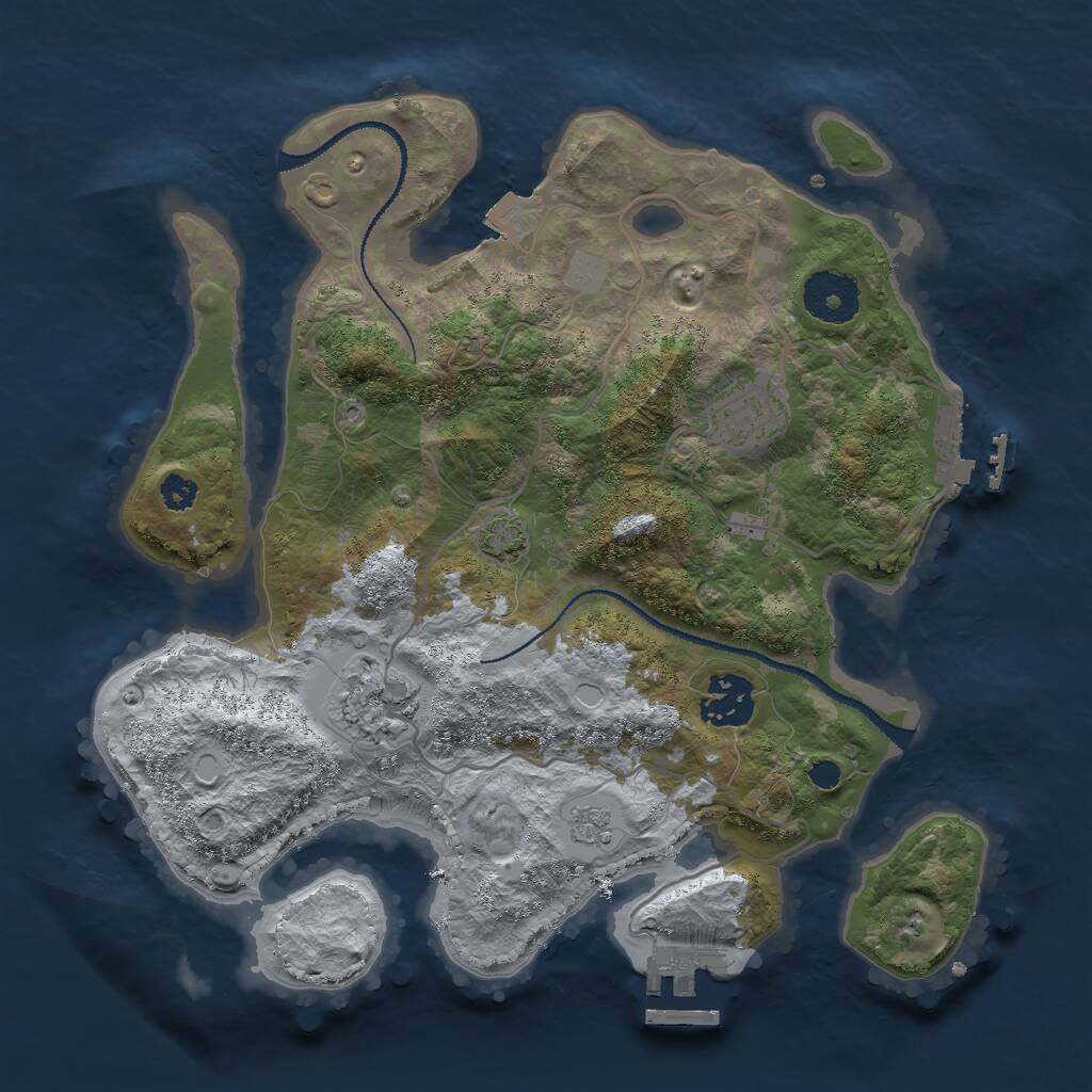 Rust Map: Procedural Map, Size: 3000, Seed: 1182507424, 8 Monuments