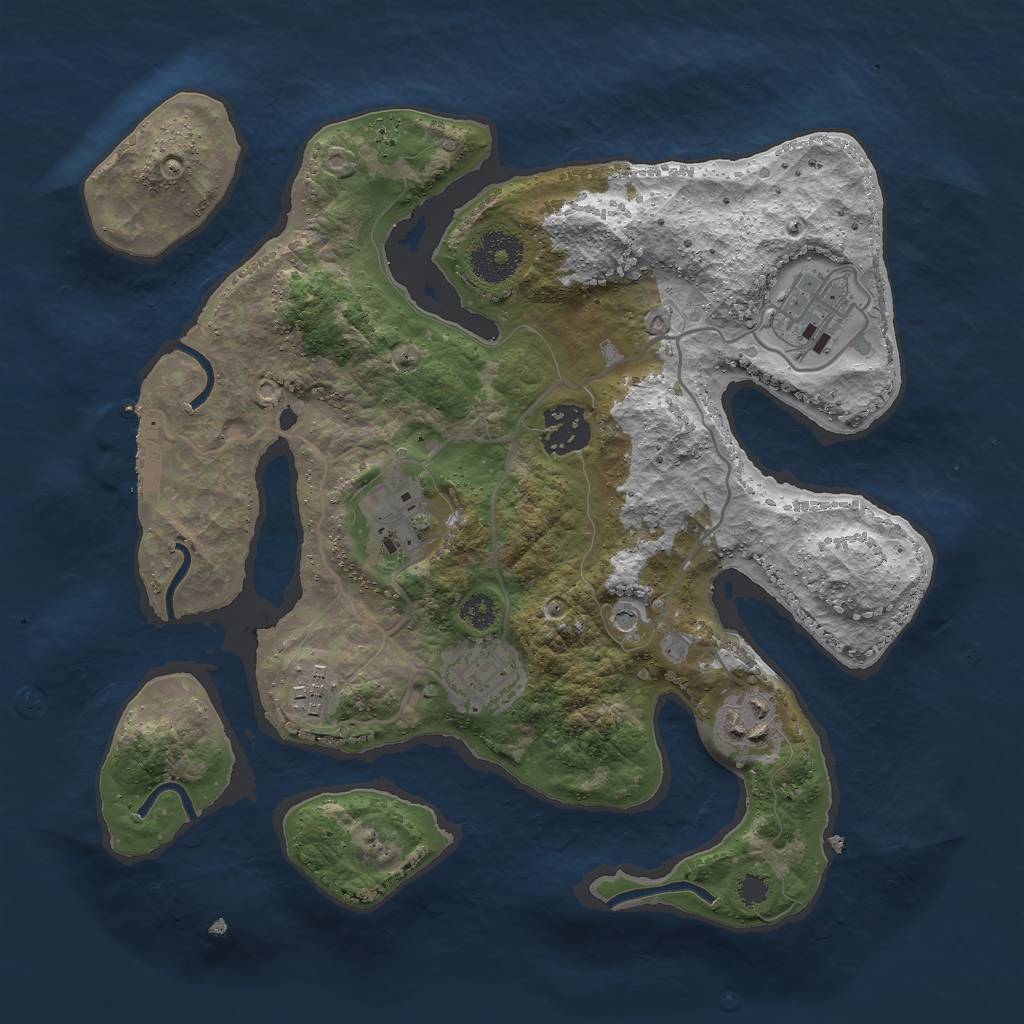 Rust Map: Procedural Map, Size: 3000, Seed: 2054586703, 10 Monuments