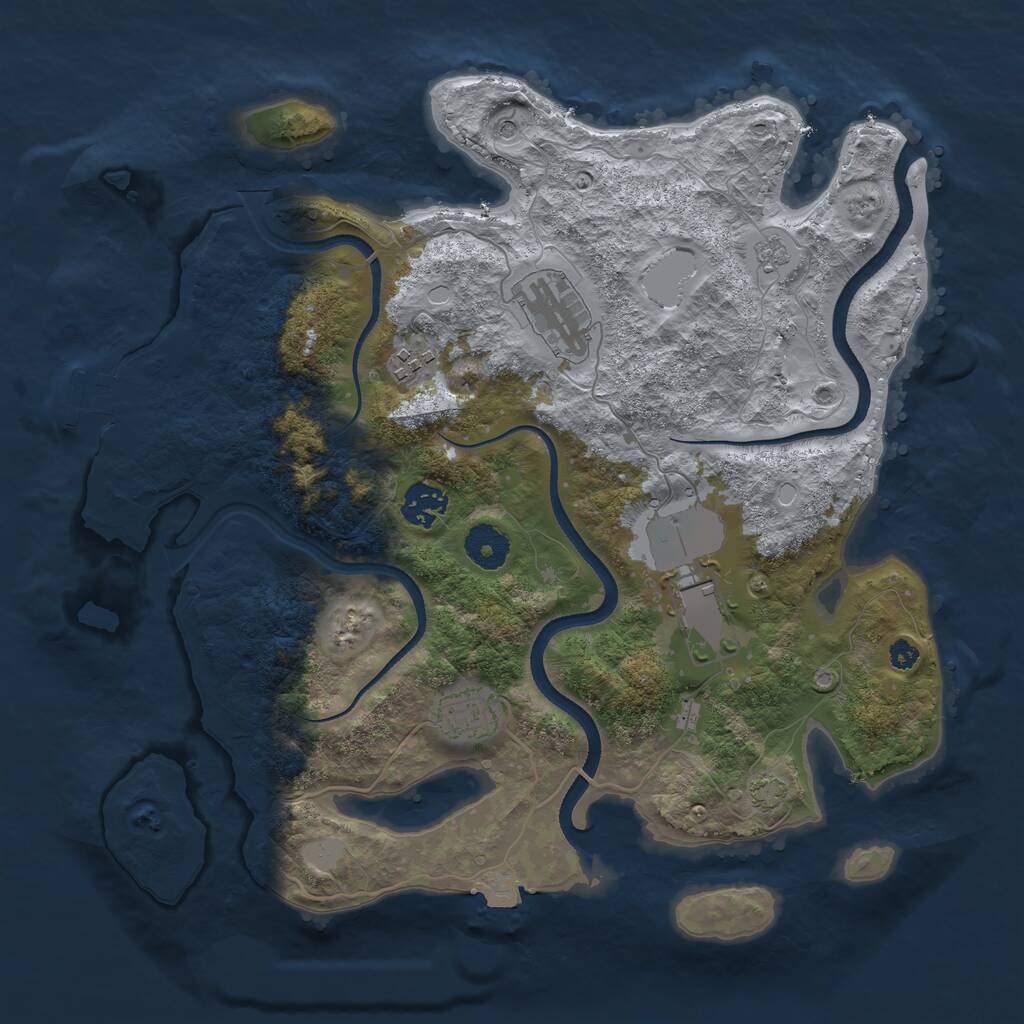Rust Map: Procedural Map, Size: 3500, Seed: 523722, 10 Monuments