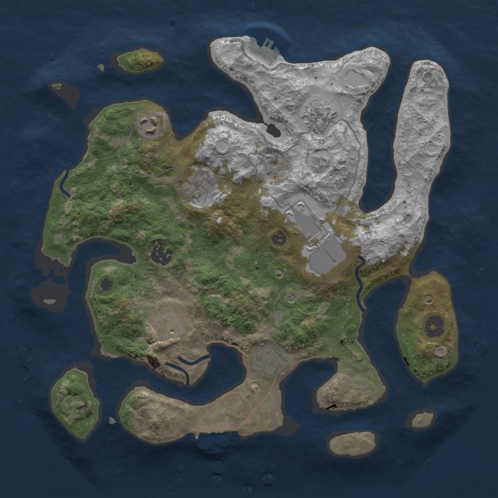 Rust Map: Procedural Map, Size: 3500, Seed: 523722, 18 Monuments