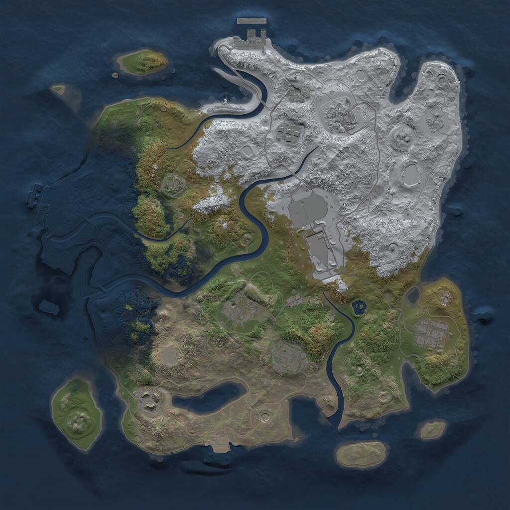 Rust Map: Procedural Map, Size: 3500, Seed: 523722, 13 Monuments