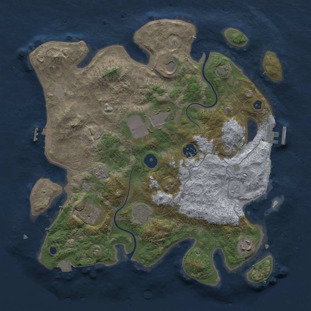 Rust Map: Procedural Map, Size: 3500, Seed: 9527, 13 Monuments
