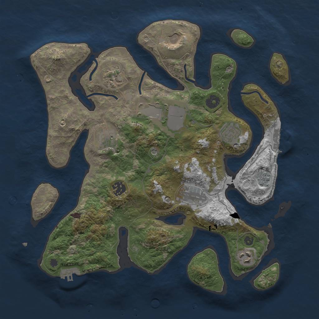 Rust Map: Procedural Map, Size: 3500, Seed: 9527, 17 Monuments