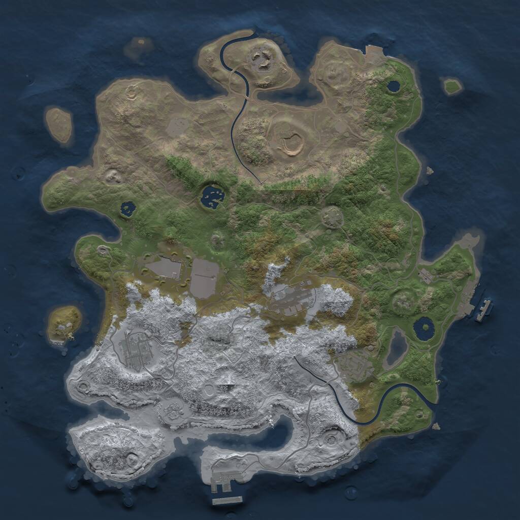 Rust Map: Procedural Map, Size: 3500, Seed: 1037001463, 13 Monuments