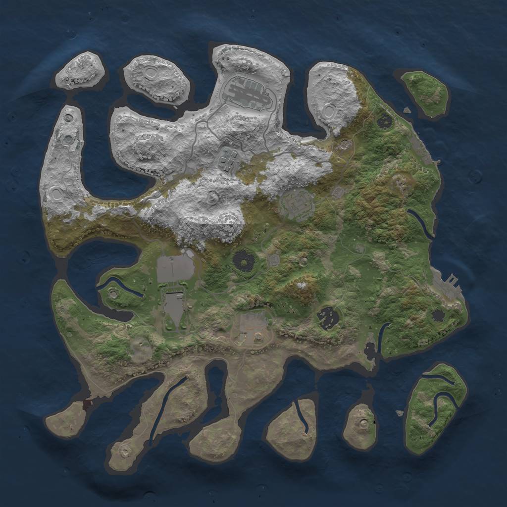 Rust Map: Procedural Map, Size: 3500, Seed: 943628, 14 Monuments