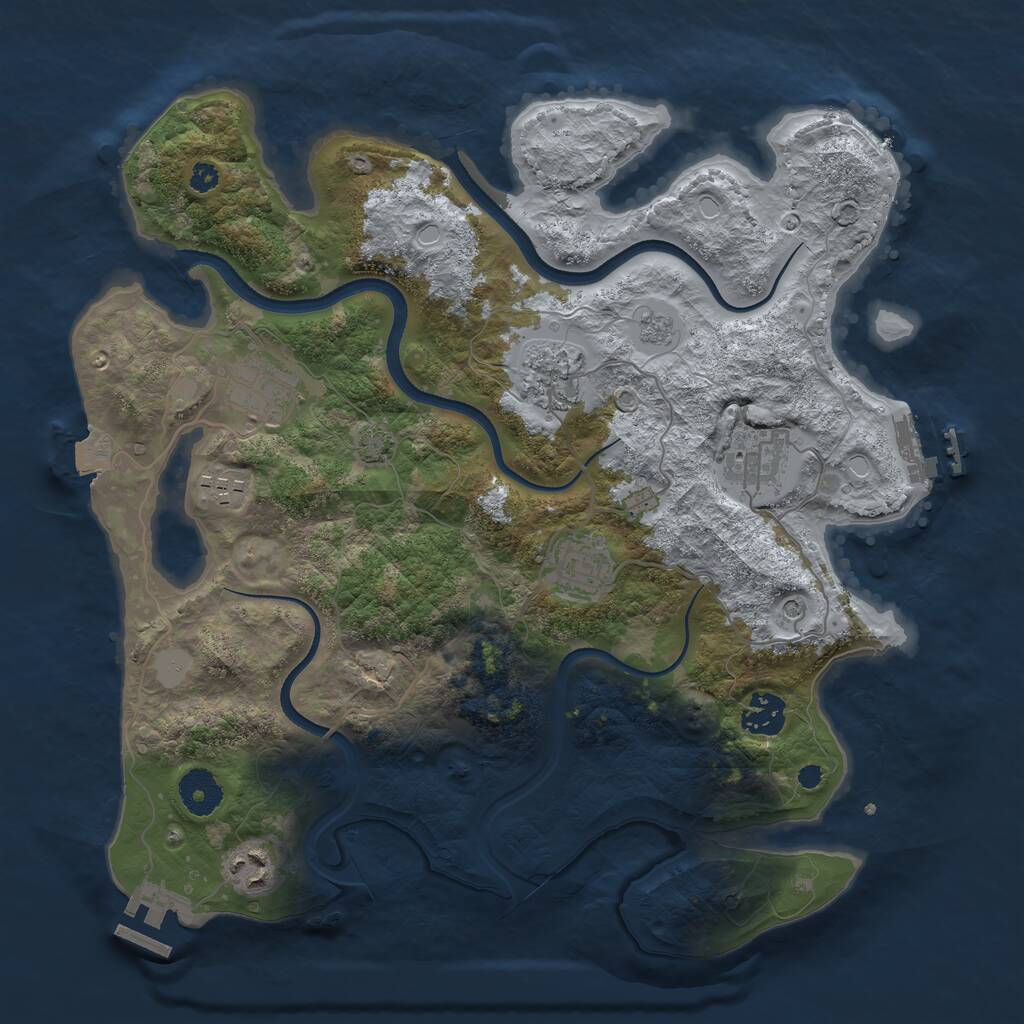 Rust Map: Procedural Map, Size: 3500, Seed: 934256248, 13 Monuments
