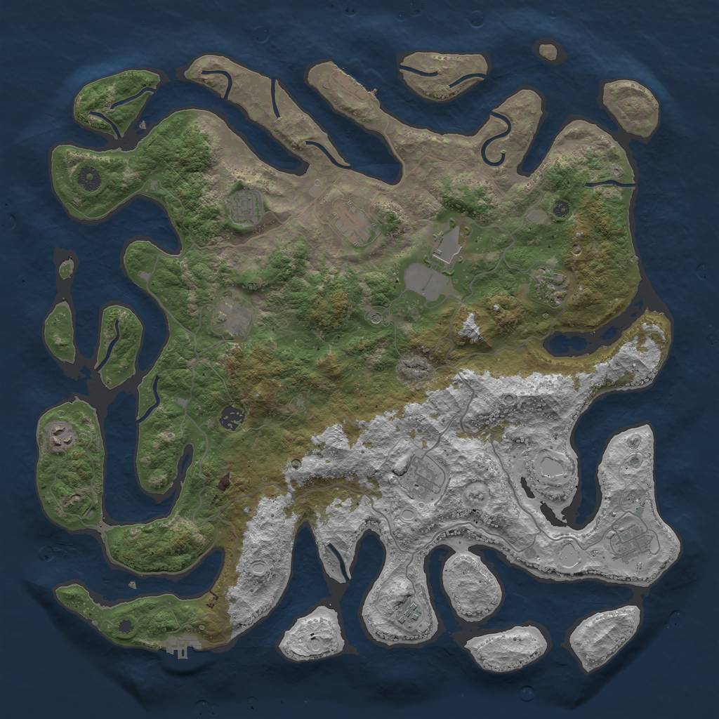 Rust Map: Procedural Map, Size: 4500, Seed: 36670, 18 Monuments