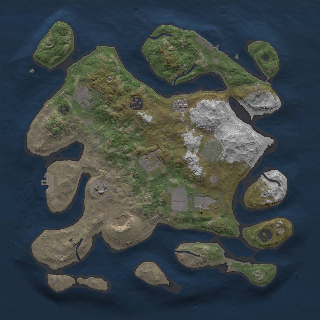 Rust Map: Procedural Map, Size: 3500, Seed: 514162, 19 Monuments