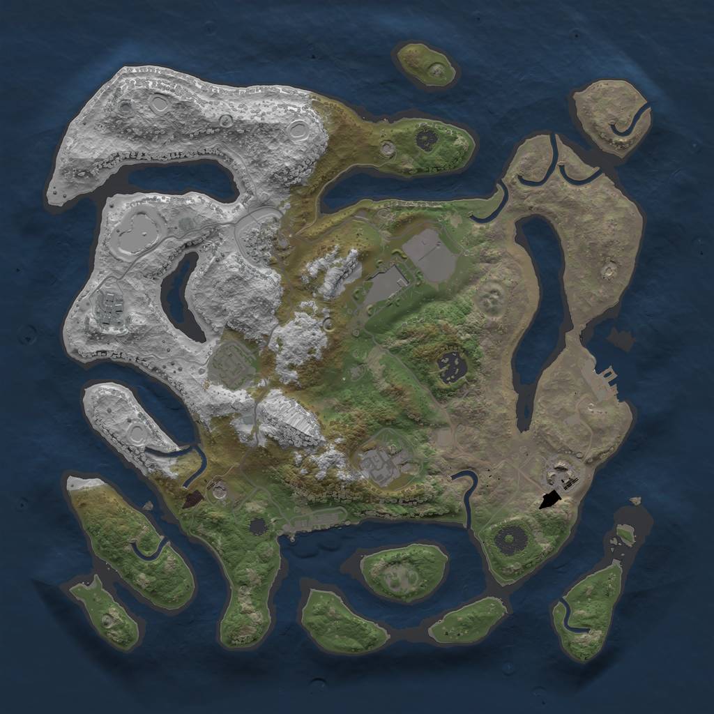 Rust Map: Procedural Map, Size: 3500, Seed: 367579, 18 Monuments