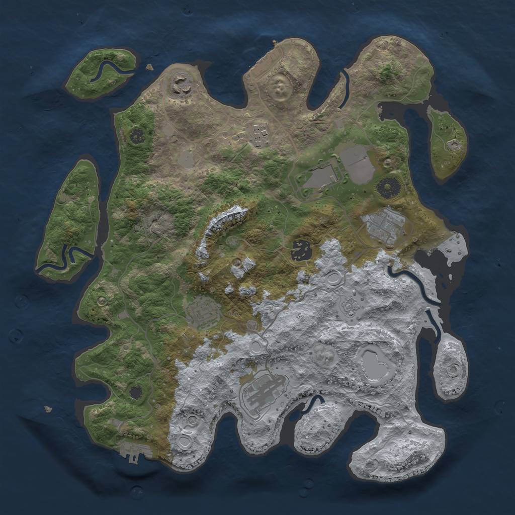 Rust Map: Procedural Map, Size: 3500, Seed: 751871, 14 Monuments