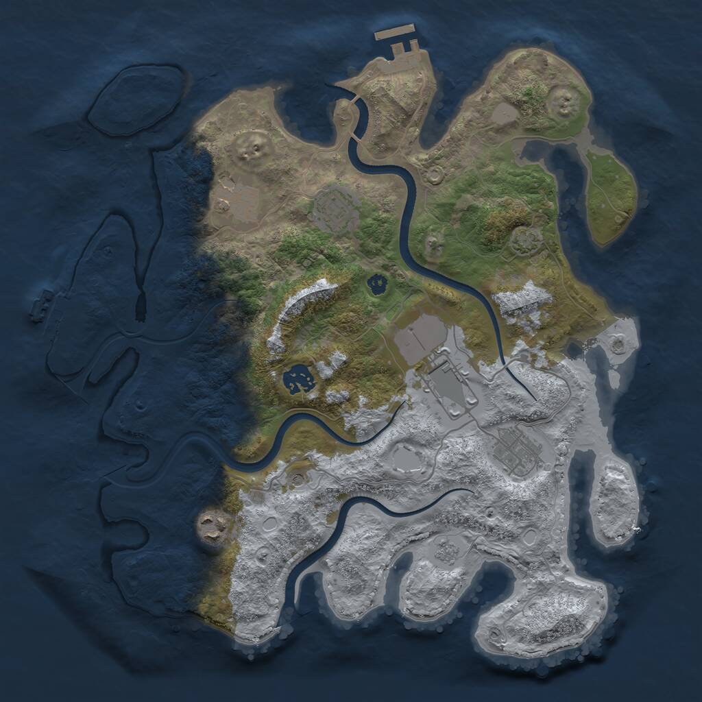 Rust Map: Procedural Map, Size: 3500, Seed: 751871, 12 Monuments