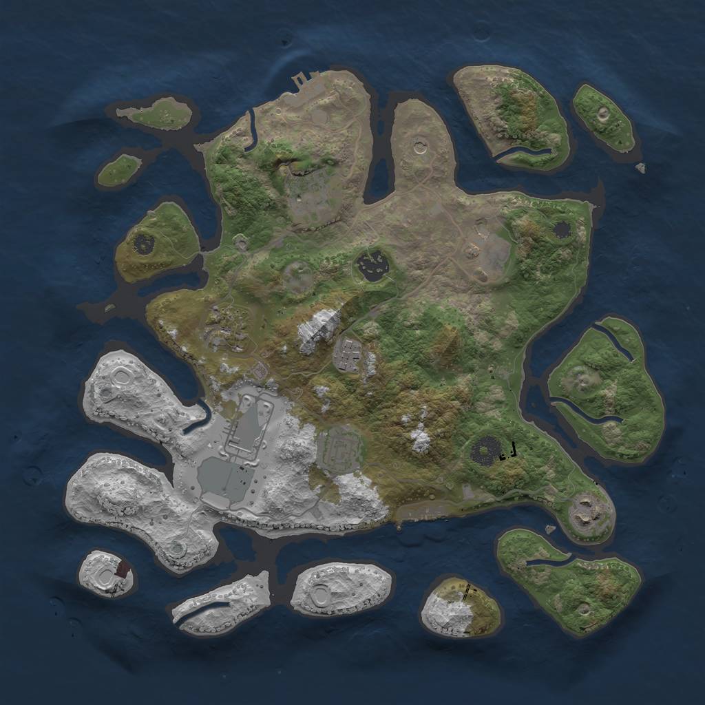 Rust Map: Procedural Map, Size: 3500, Seed: 617822, 16 Monuments