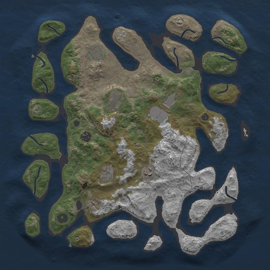 Rust Map: Procedural Map, Size: 4000, Seed: 13041990, 10 Monuments