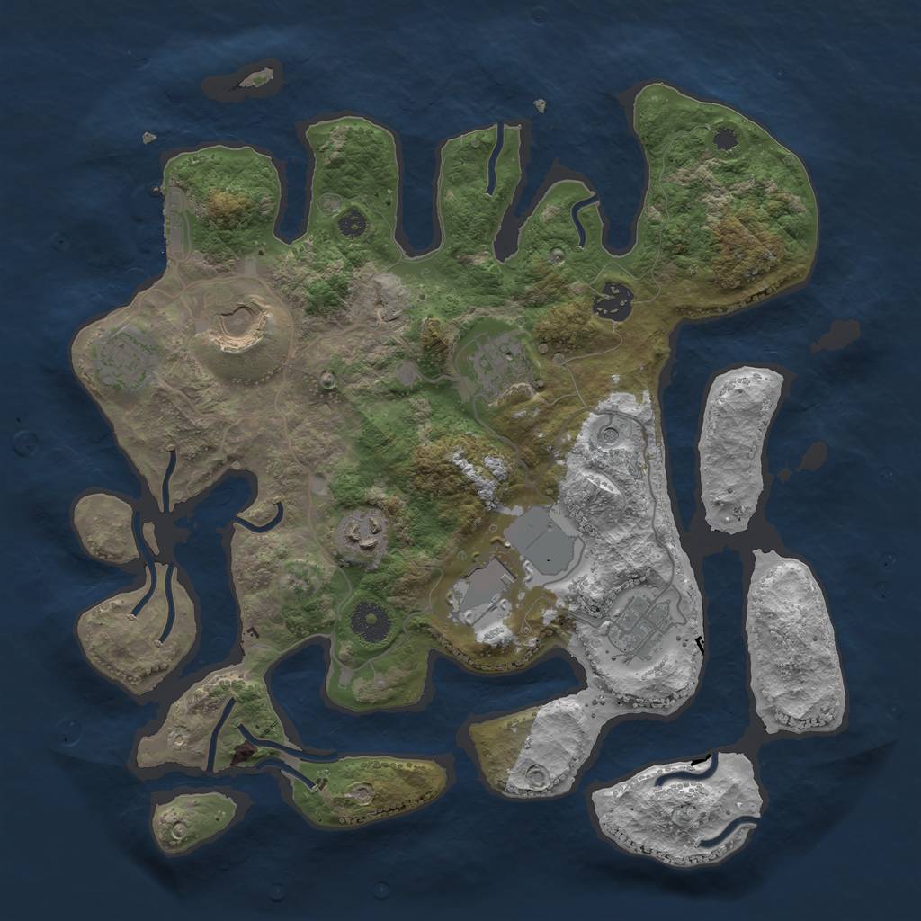 Rust Map: Procedural Map, Size: 3500, Seed: 1337561934, 11 Monuments