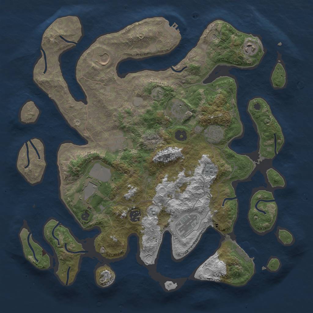 Rust Map: Procedural Map, Size: 4000, Seed: 223345, 17 Monuments