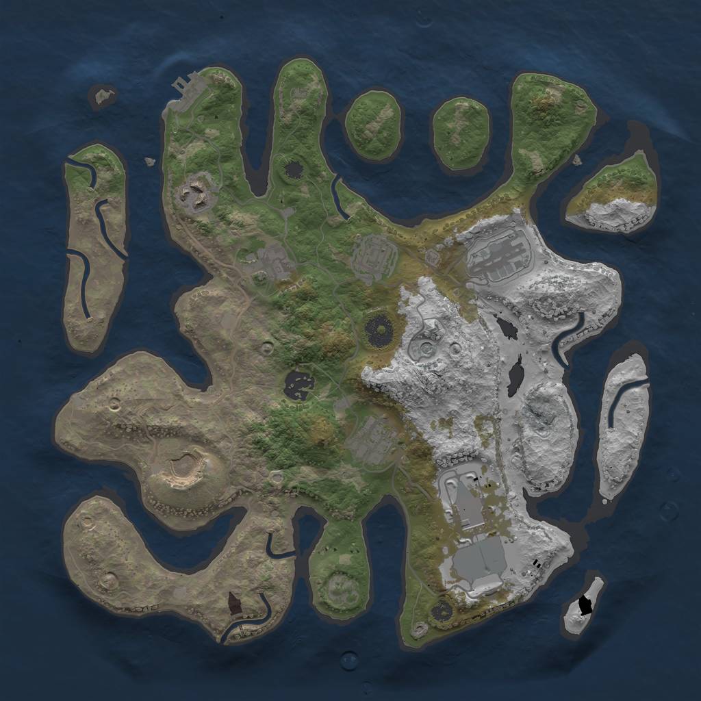 Rust Map: Procedural Map, Size: 3500, Seed: 554067, 12 Monuments