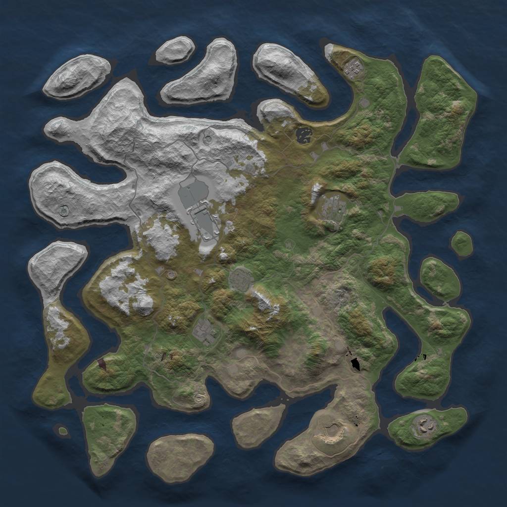 Rust Map: Barren, Size: 4500, Seed: 350, 11 Monuments