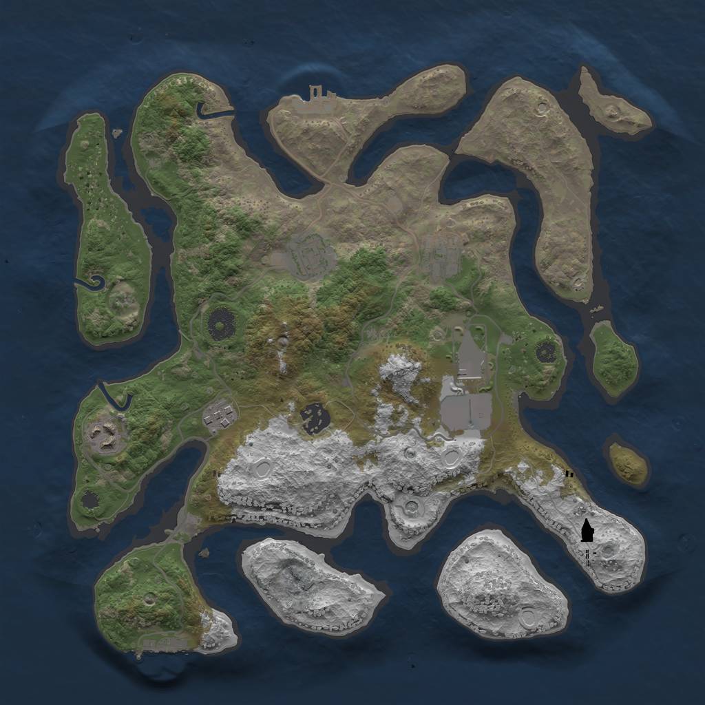 Rust Map: Procedural Map, Size: 3500, Seed: 120754, 17 Monuments