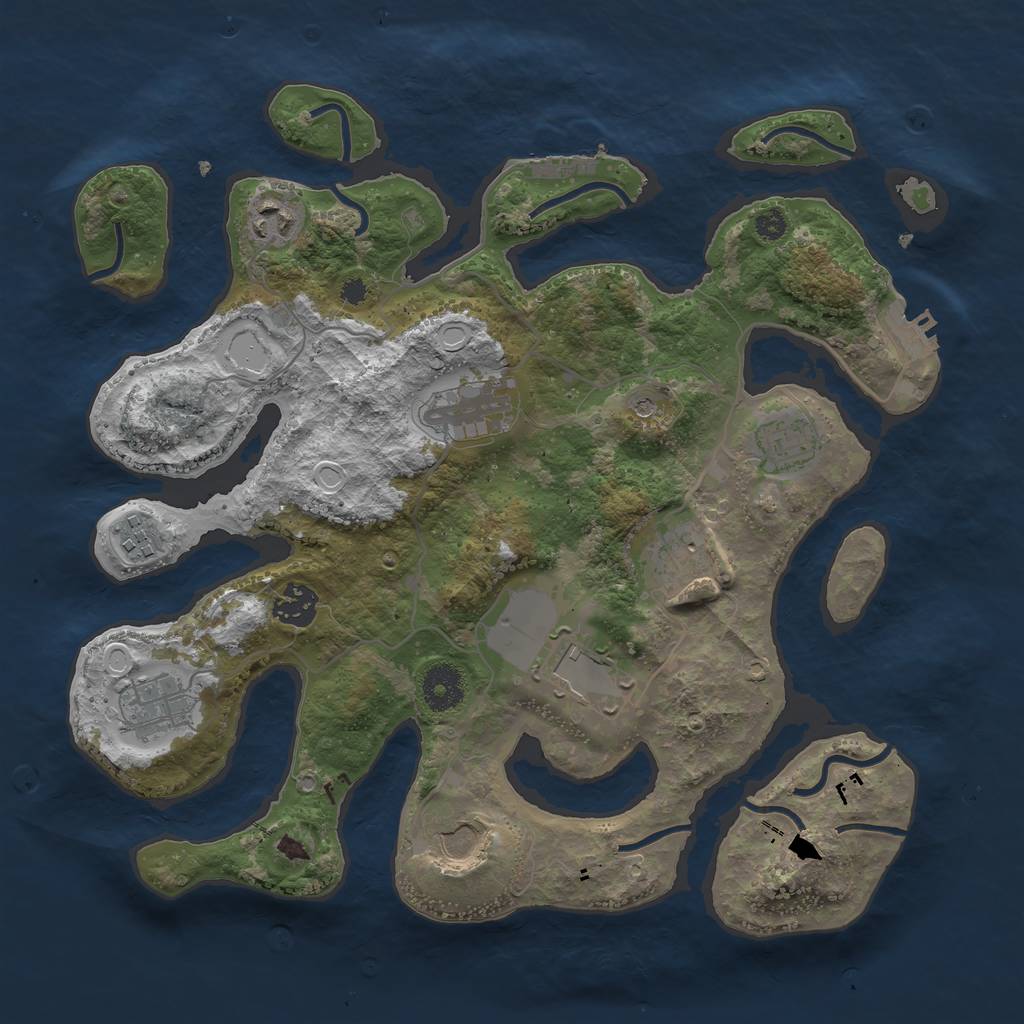 Rust Map: Procedural Map, Size: 3500, Seed: 1731073507, 17 Monuments