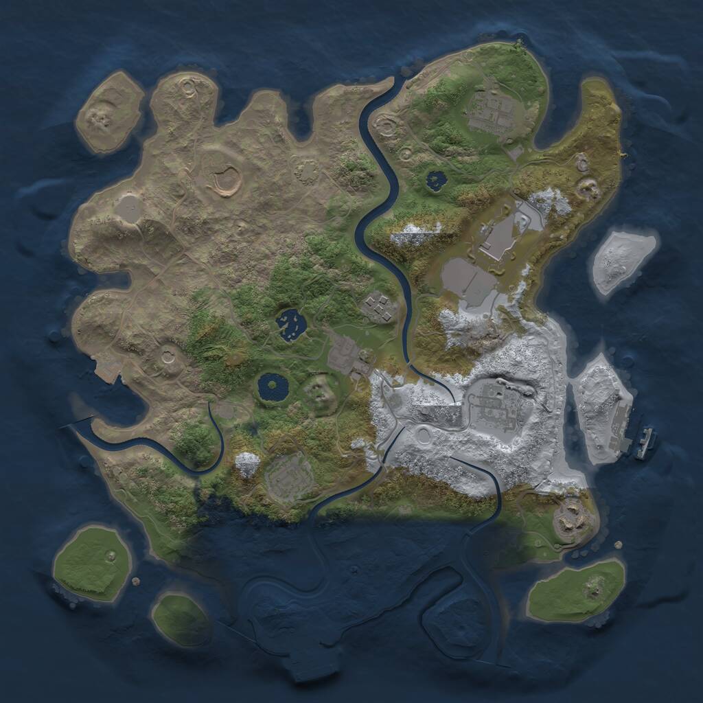 Rust Map: Procedural Map, Size: 3500, Seed: 19075435, 14 Monuments