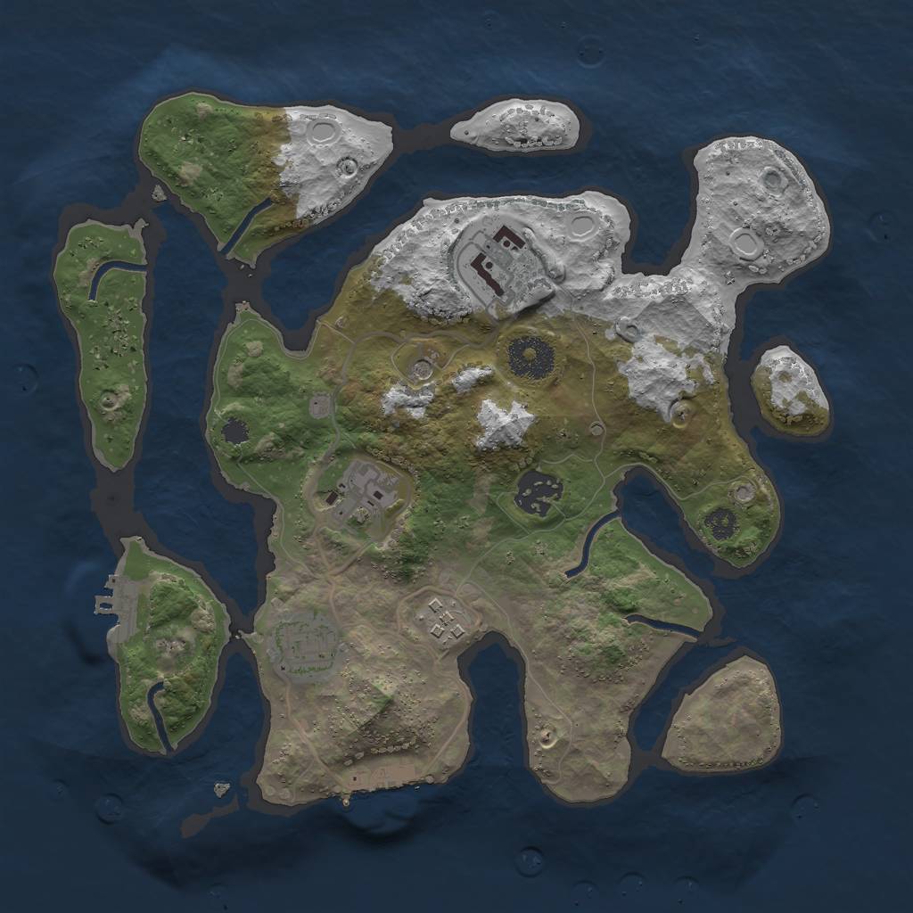 Rust Map: Procedural Map, Size: 3000, Seed: 1729723408, 13 Monuments