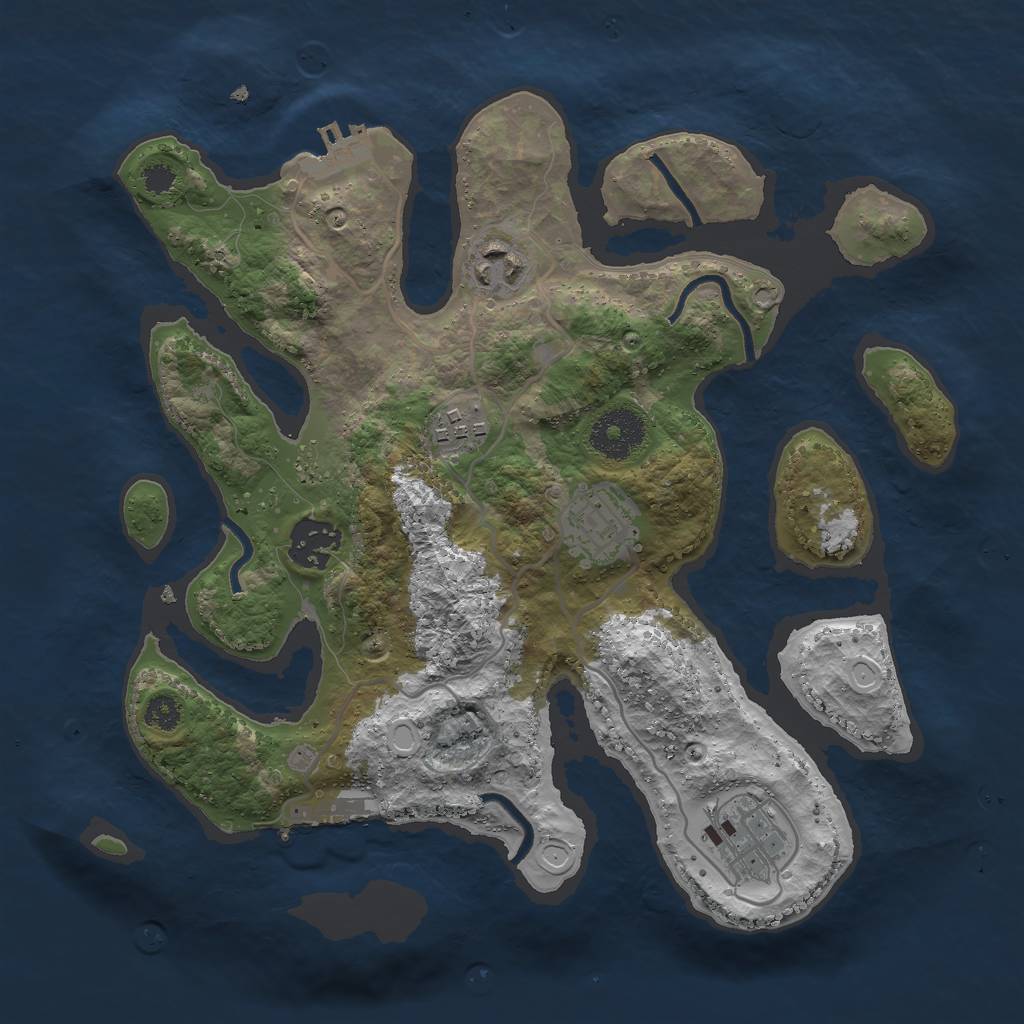 Rust Map: Procedural Map, Size: 3000, Seed: 15489, 12 Monuments