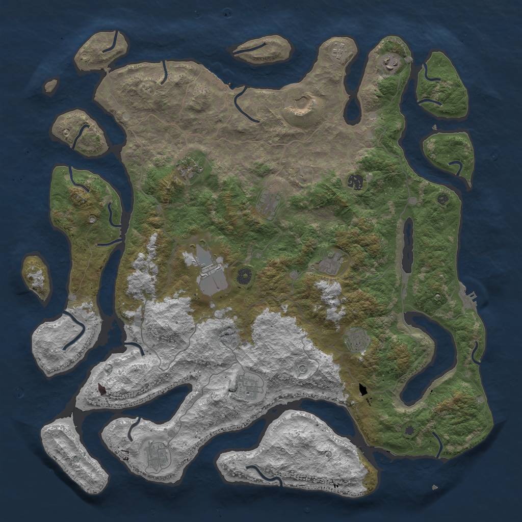 Rust Map: Procedural Map, Size: 4900, Seed: 2147483647, 16 Monuments