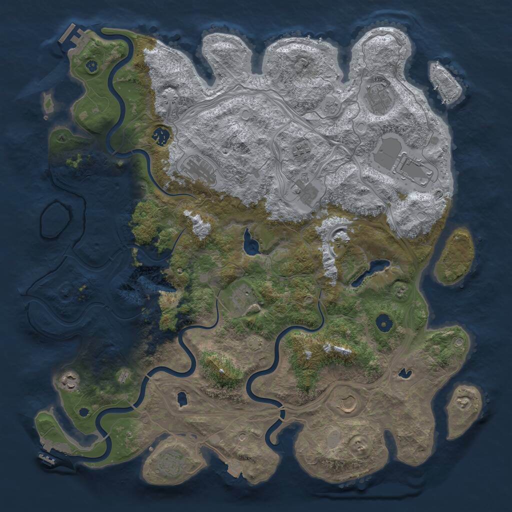 Rust Map: Procedural Map, Size: 4500, Seed: 777776563, 16 Monuments