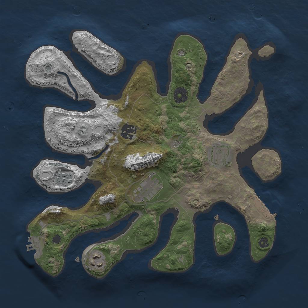 Rust Map: Procedural Map, Size: 3000, Seed: 1964532057, 13 Monuments