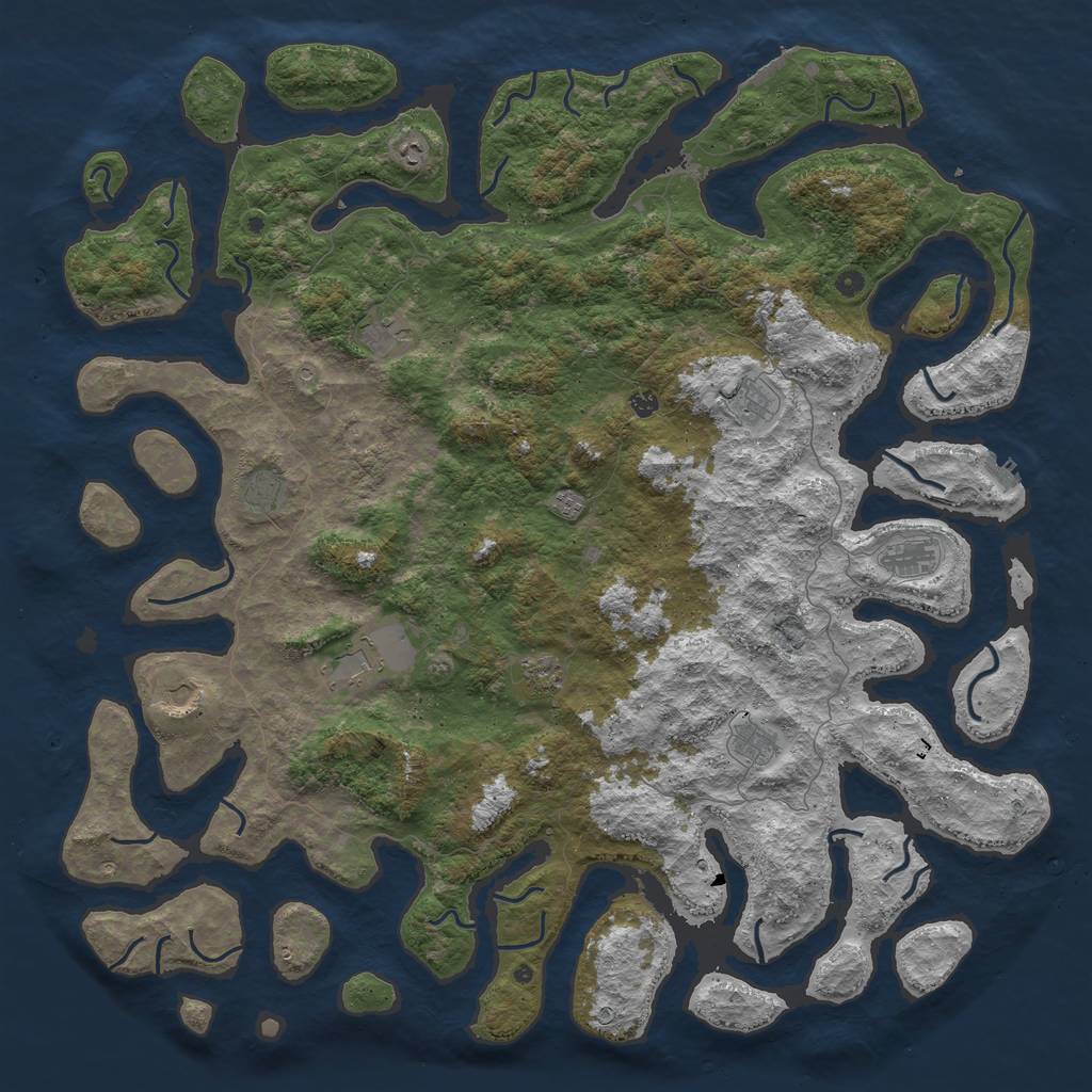 Rust Map: Procedural Map, Size: 6000, Seed: 646184, 16 Monuments