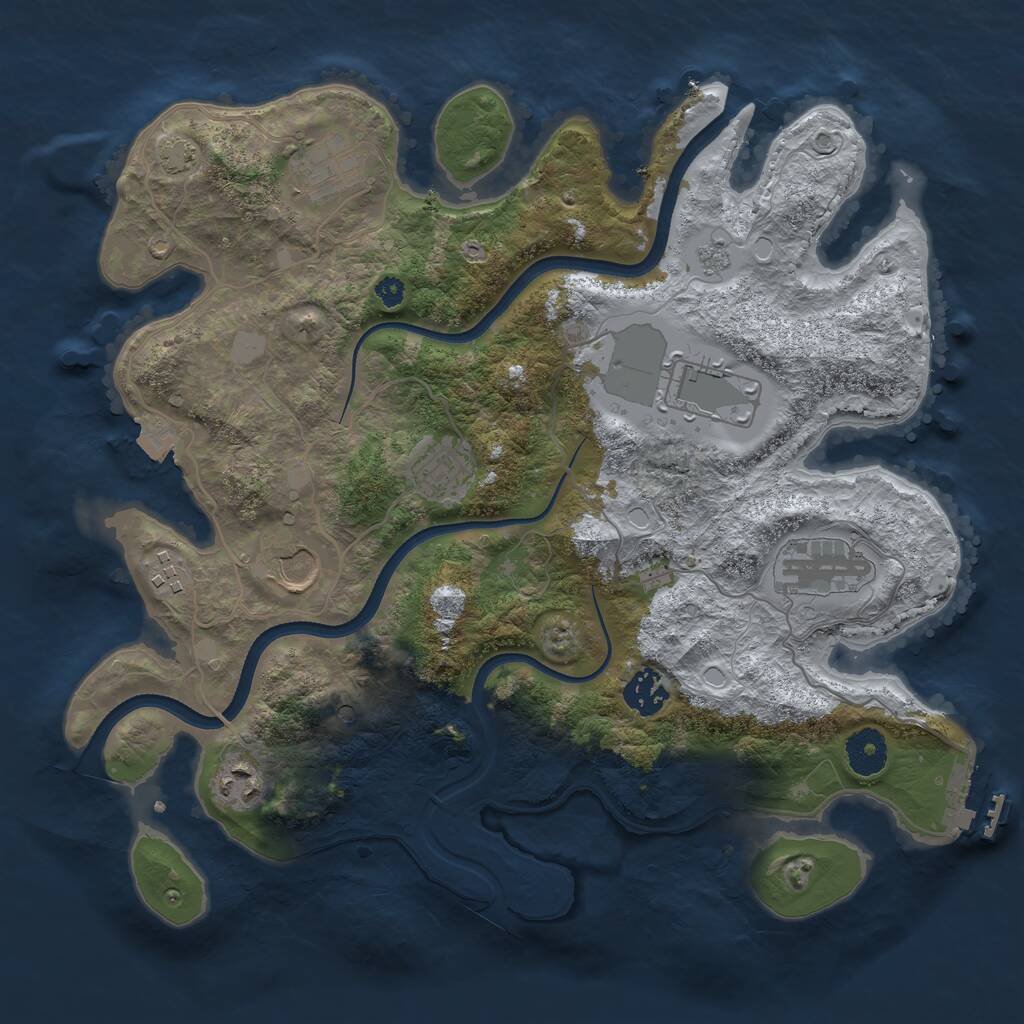 Rust Map: Procedural Map, Size: 3500, Seed: 1791348891, 13 Monuments