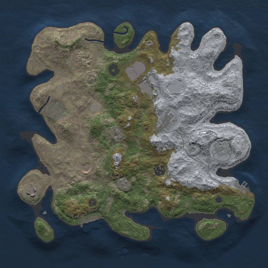 Rust Map: Procedural Map, Size: 3500, Seed: 1791348891, 16 Monuments