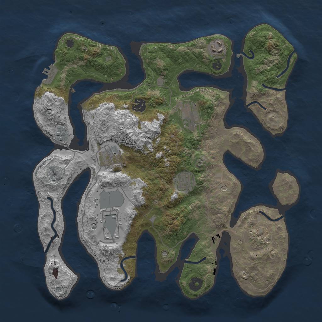 Rust Map: Procedural Map, Size: 3500, Seed: 196575004, 12 Monuments