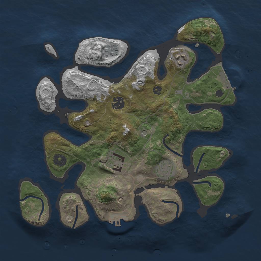 Rust Map: Procedural Map, Size: 3000, Seed: 1020859542, 16 Monuments