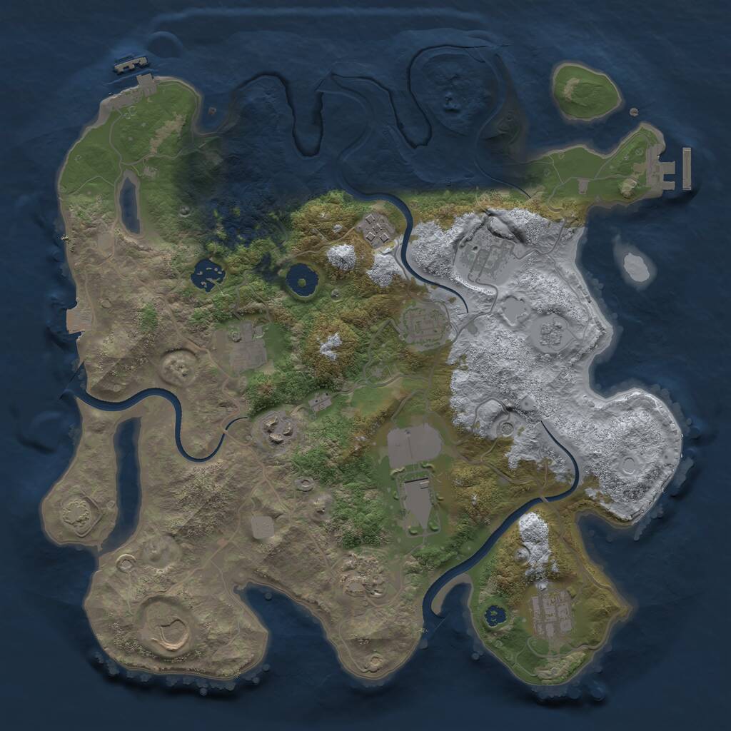 Rust Map: Procedural Map, Size: 3500, Seed: 173386931, 16 Monuments