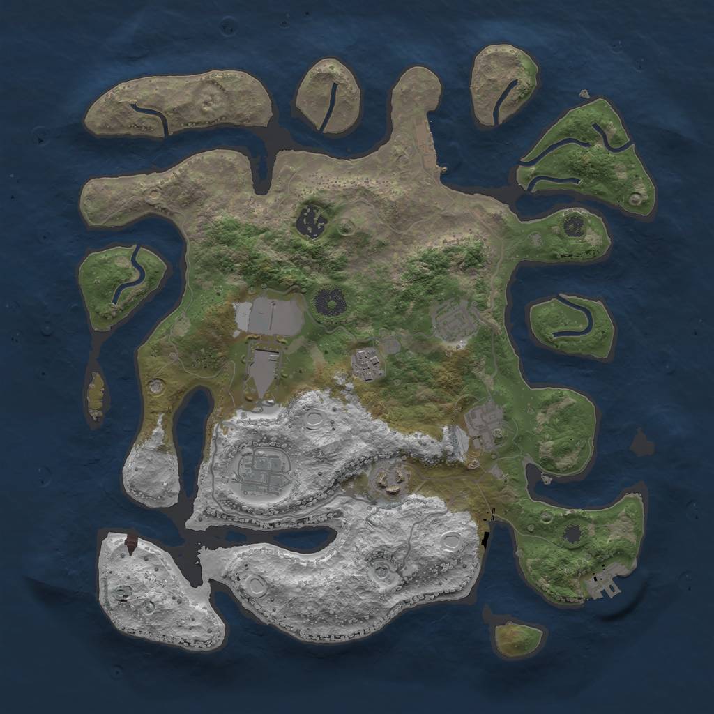 Rust Map: Procedural Map, Size: 3500, Seed: 538729, 15 Monuments