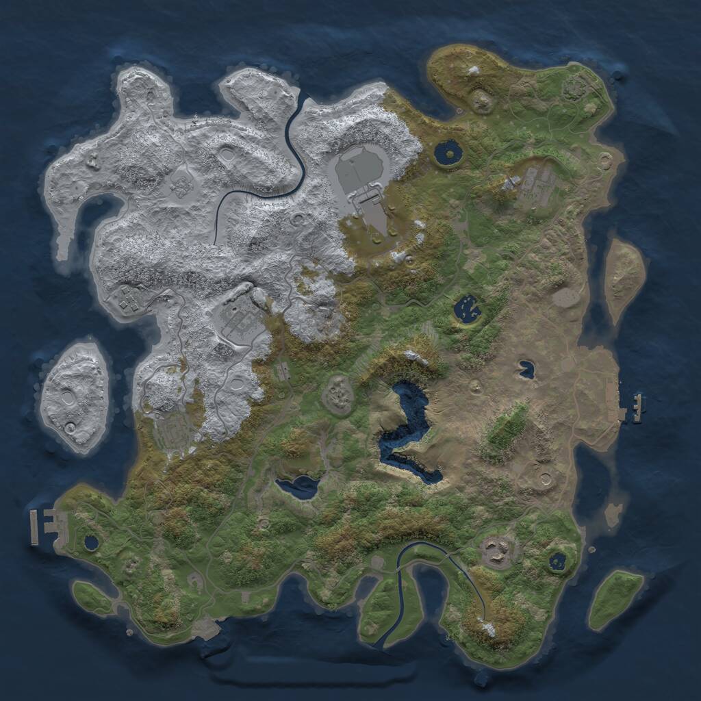 Rust Map: Procedural Map, Size: 4000, Seed: 1575713658, 13 Monuments