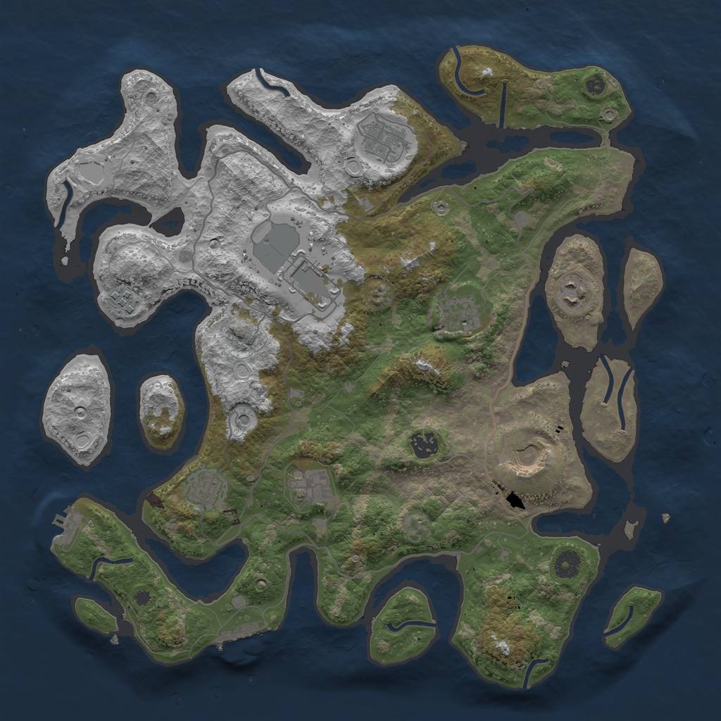 Rust Map: Procedural Map, Size: 4000, Seed: 1575713658, 17 Monuments