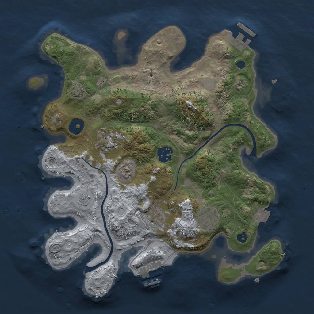 Rust Map: Procedural Map, Size: 3000, Seed: 333171914, 9 Monuments