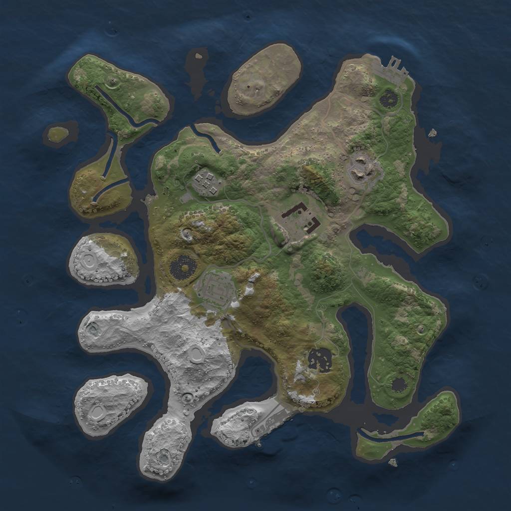 Rust Map: Procedural Map, Size: 3000, Seed: 333171914, 15 Monuments