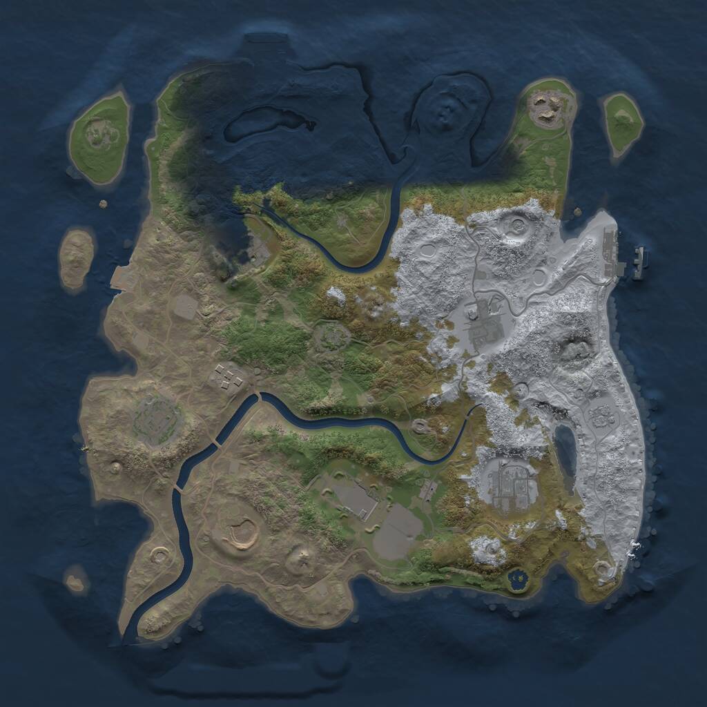 Rust Map: Procedural Map, Size: 3500, Seed: 2063670495, 14 Monuments