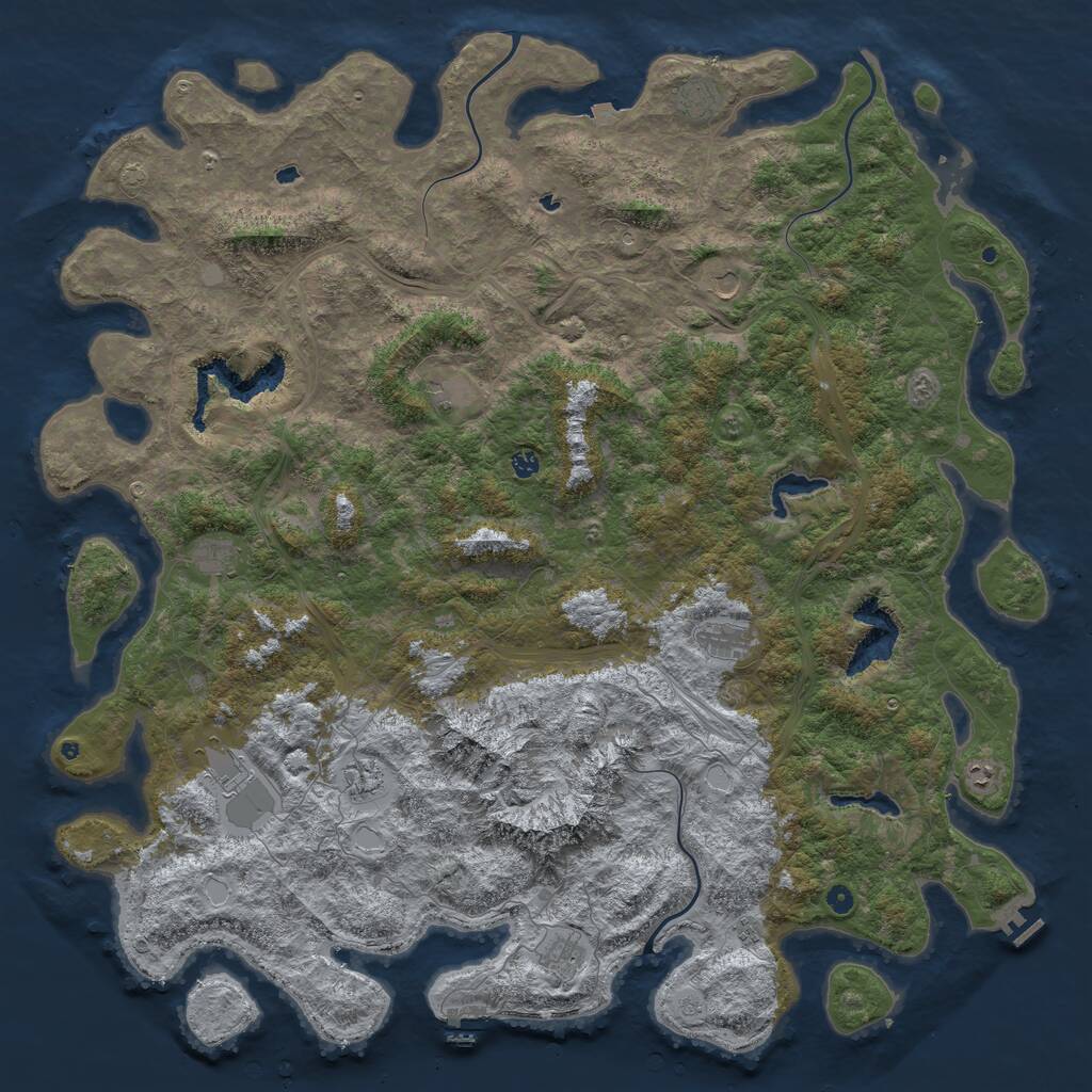Rust Map: Procedural Map, Size: 6000, Seed: 8654352, 17 Monuments