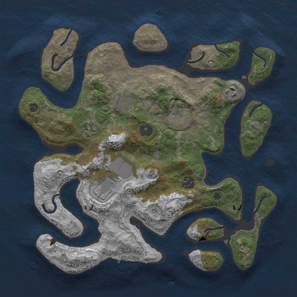 Rust Map: Procedural Map, Size: 3500, Seed: 380583, 10 Monuments