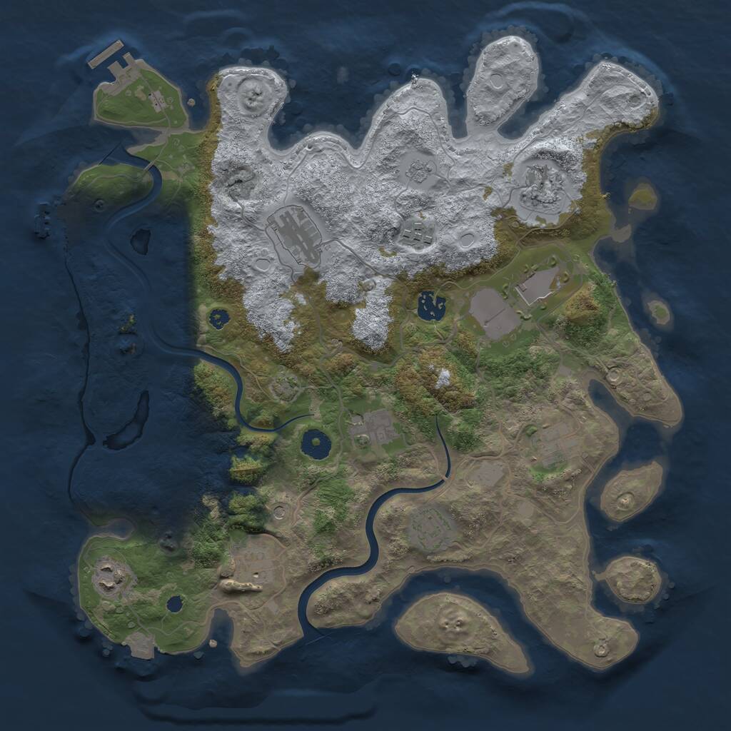Rust Map: Procedural Map, Size: 3700, Seed: 774494454, 16 Monuments