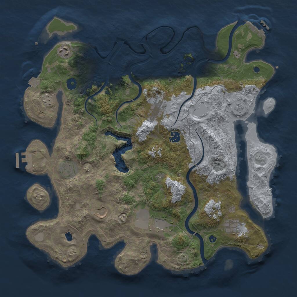 Rust Map: Procedural Map, Size: 4000, Seed: 53453456, 14 Monuments